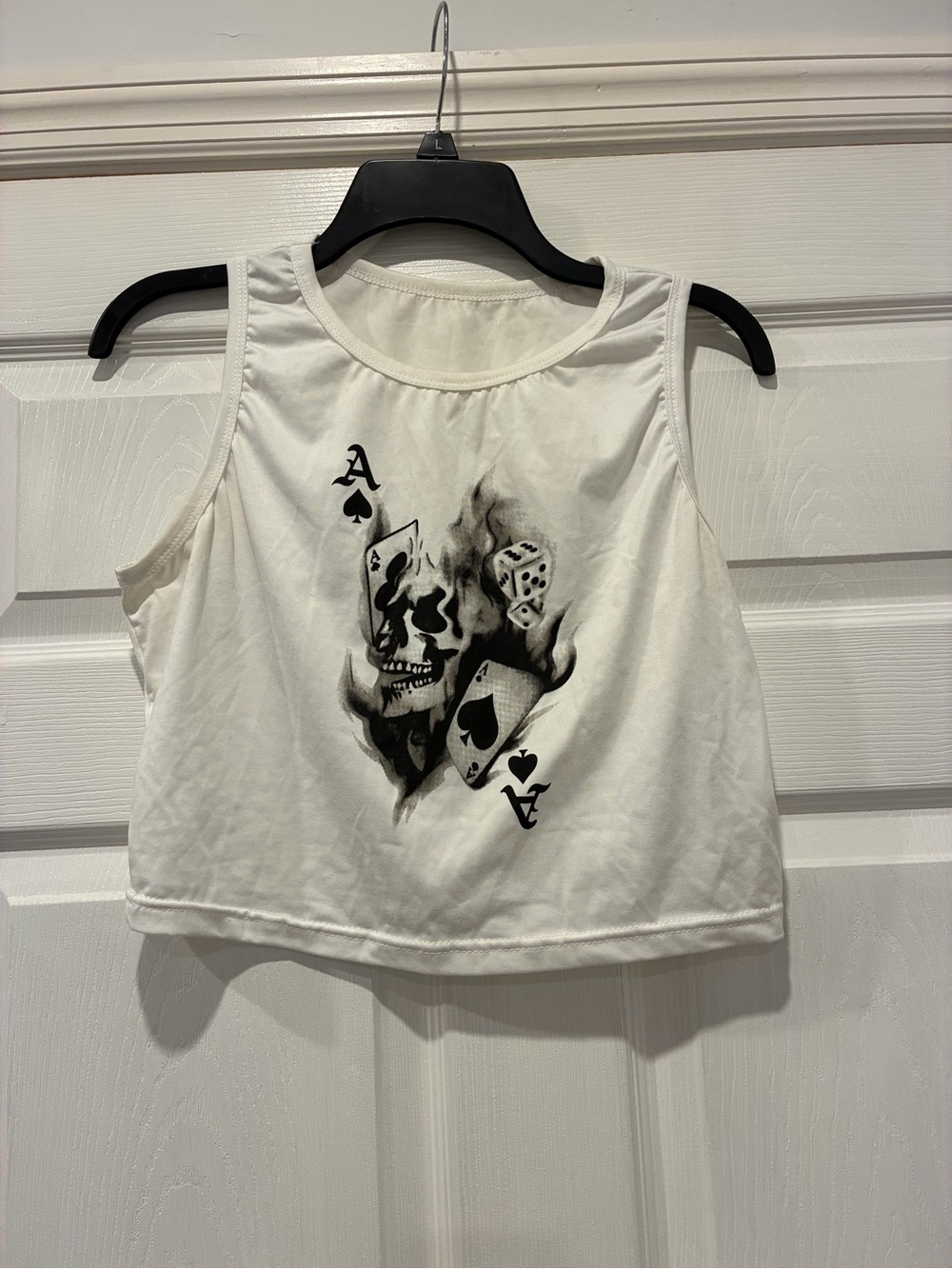 White Kids' Graphic Tank Top with Ace of Spades Skull Design